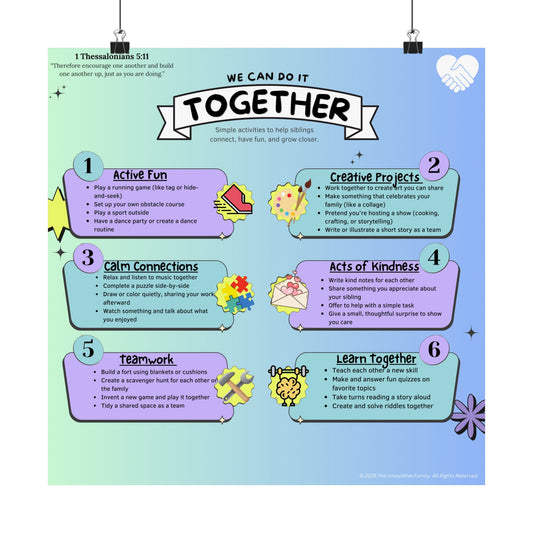 We Can Do It Together – Fun Sibling Activities Poster