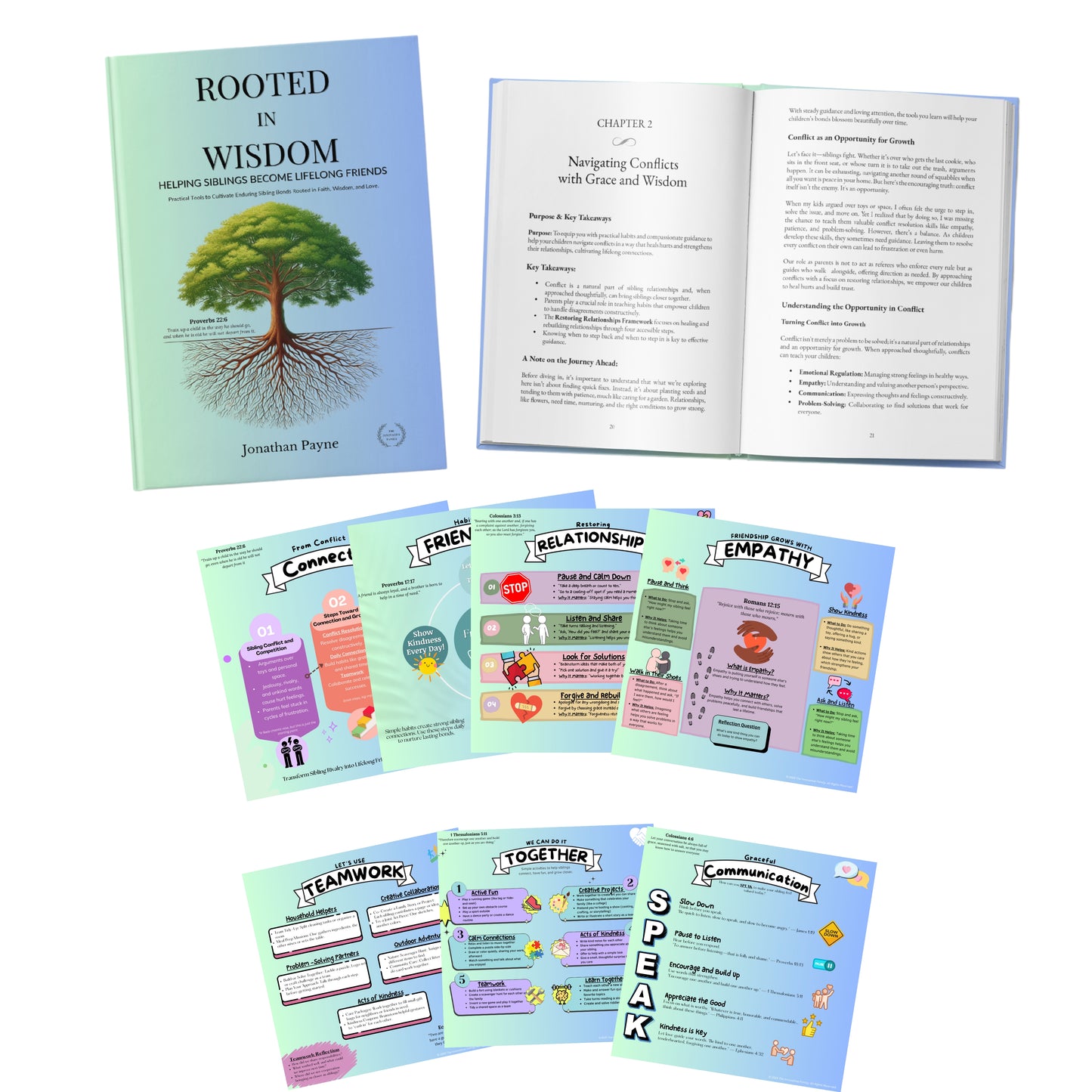 Rooted in Wisdom Premium Pack – Book + 7 Posters (16”×16”) + 7 Digital Posters