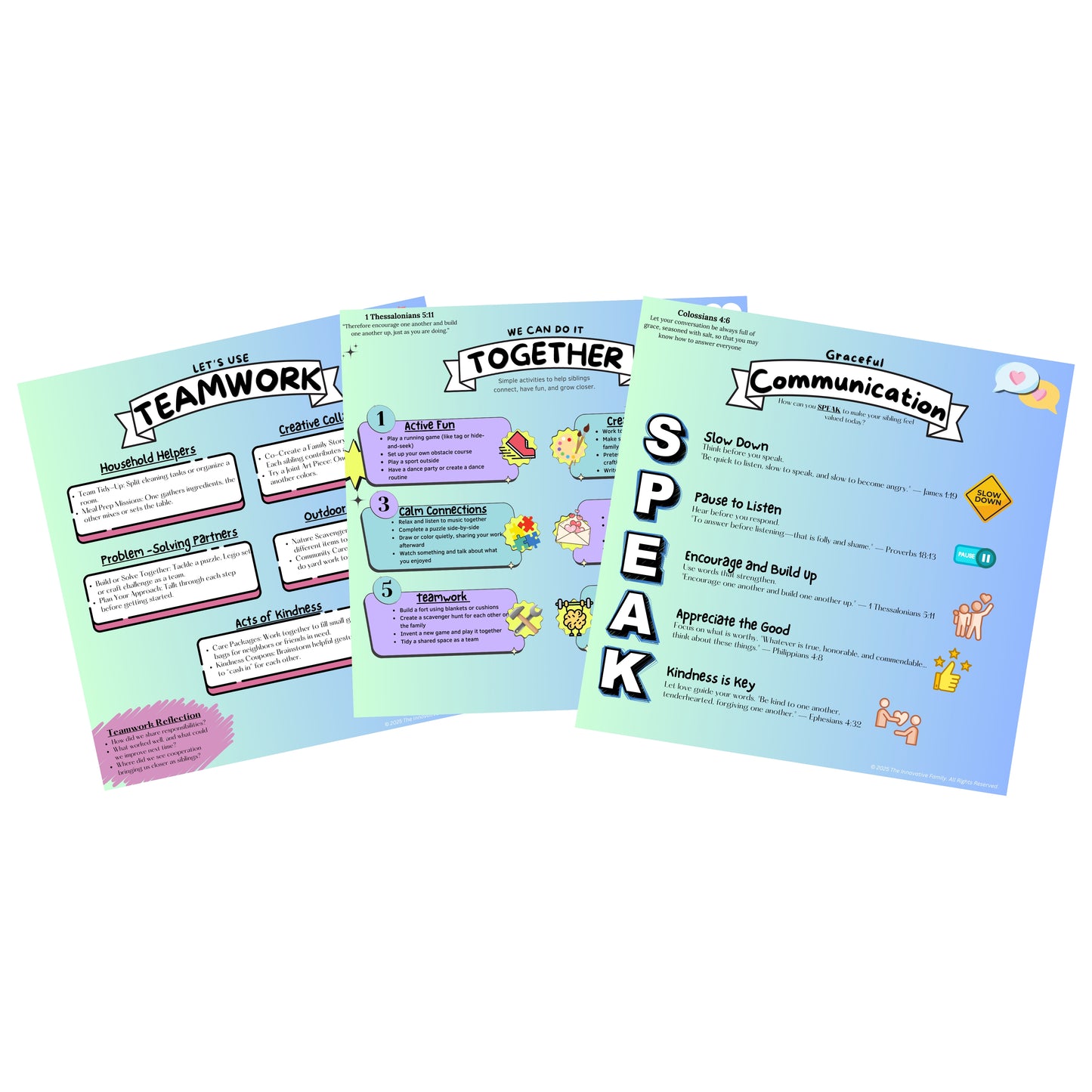 Rooted in Connection Set (3 Posters) – Sibling Teamwork & Communication Pack